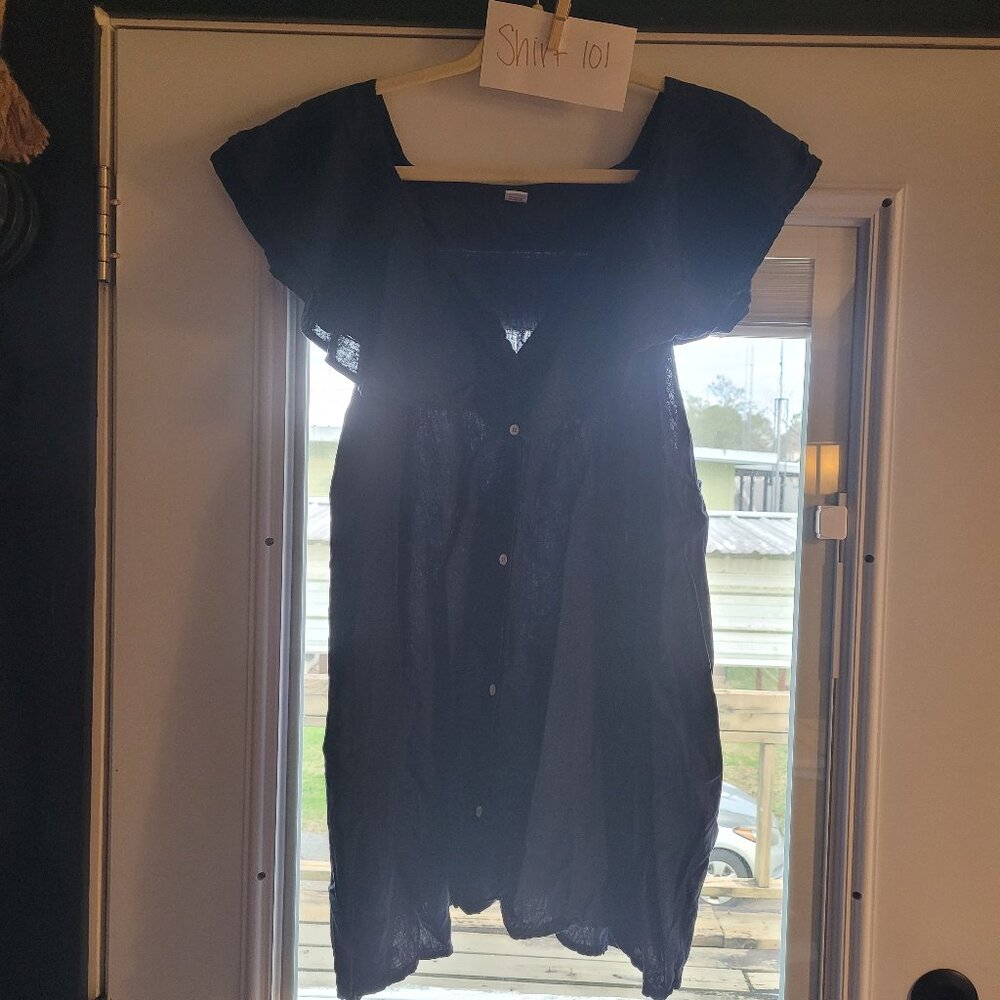 (SHIRT 101) - Women's Sleeveless Blouse with Draped Shoulders